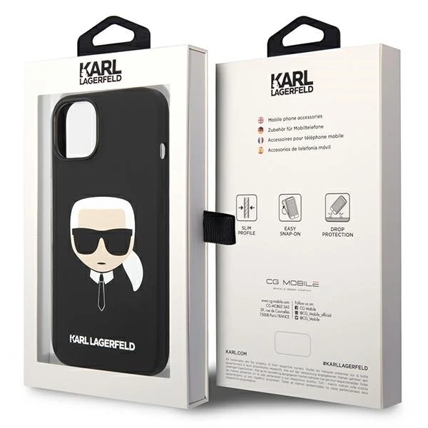 Etui Karl Lagerfeld KLHCP14MSLKHBK na iPhone 14 Plus 6,7" pevné puzdro Silikónová Karl`s Head